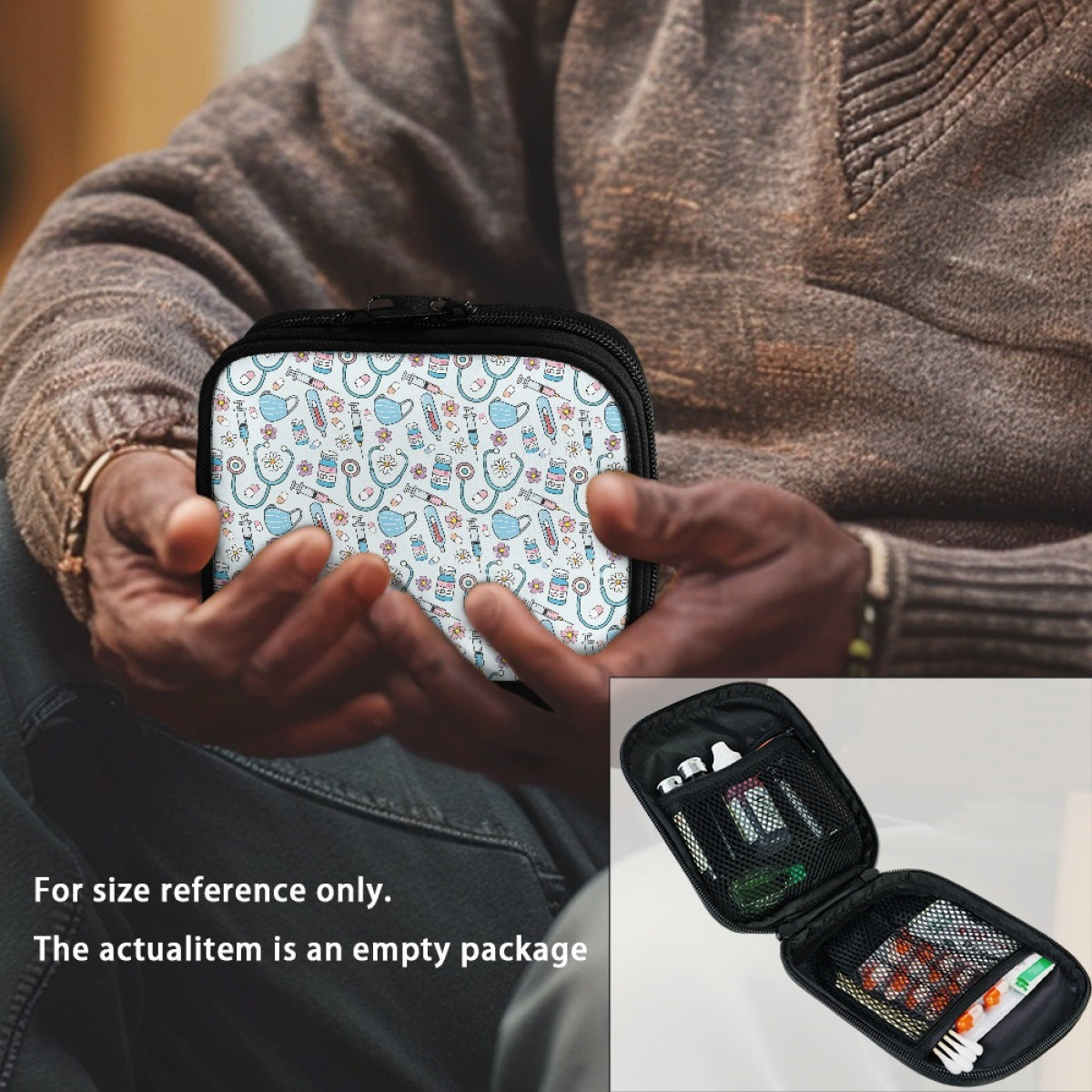 Compact Medical Organizer Pouch with Mesh Compartments and Dual-Zip LoungeYard — product view 5