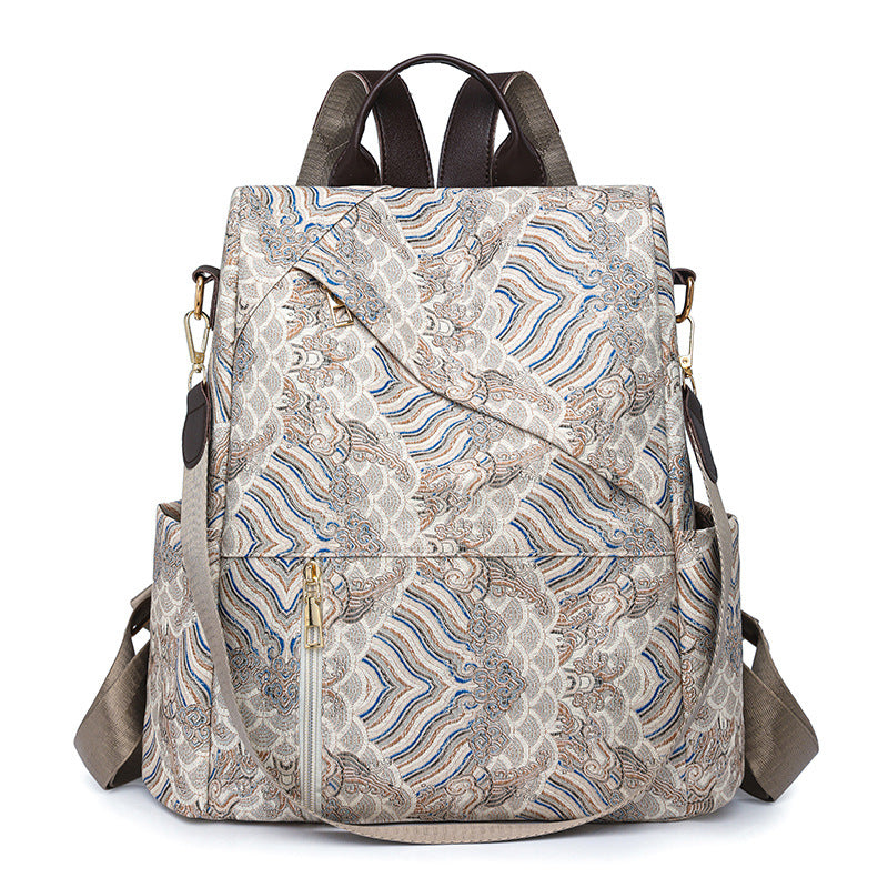 Chic Patterned Travel Backpack LoungeYard — product view 3