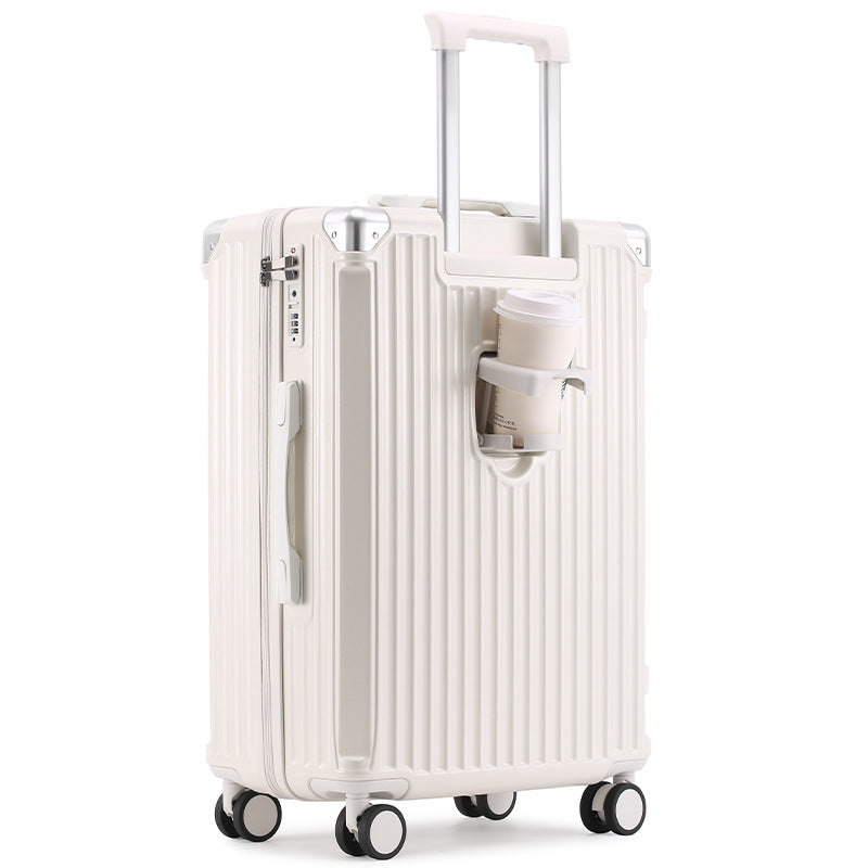 Unisex Travel-Friendly Hard Shell Suitcase with Integrated Beverage Holder LoungeYard — product view 3