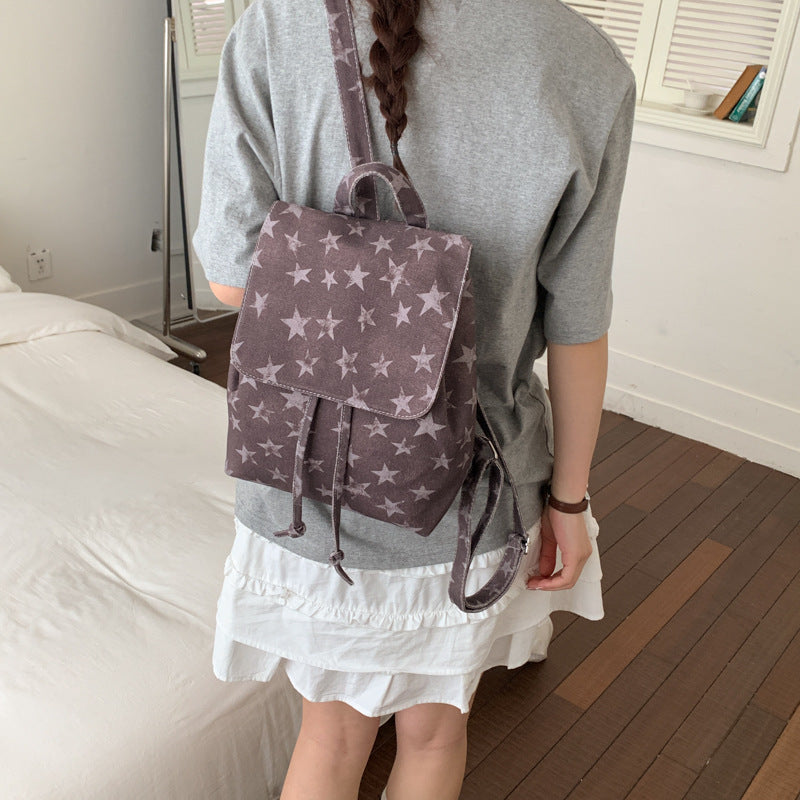 Star-Patterned Denim Backpack — product view 3