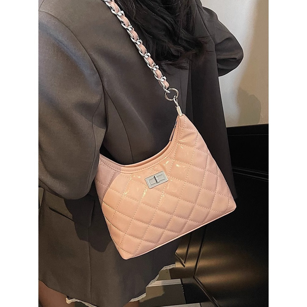 Quilted Faux Leather Chain Handbag LoungeYard — product view 3