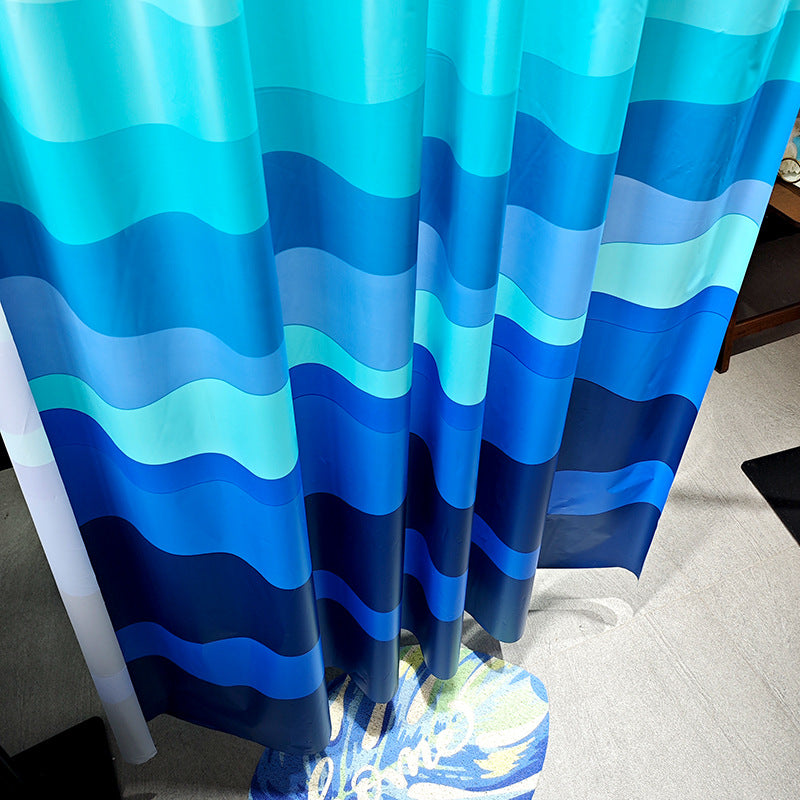 Gradient Wave Pattern Shower Curtain LoungeYard — product view 4