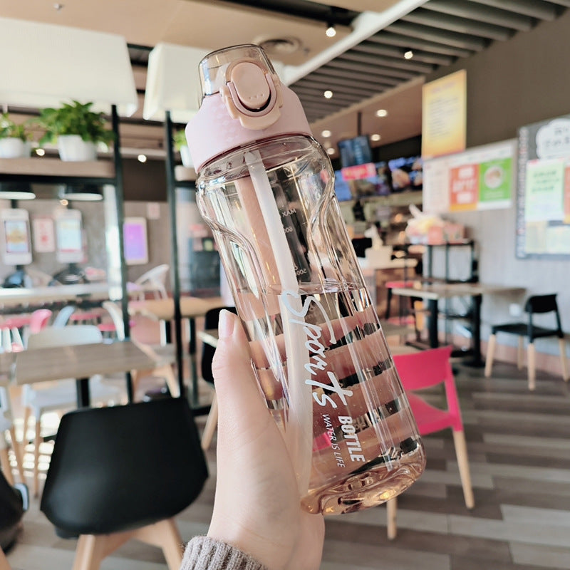 Women’s sporty water bottle with innovative closure LoungeYard — product view 2