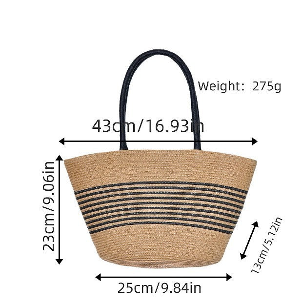 Beach bag with elegant stripe pattern and sturdy shoulder straps LoungeYard — product view 1