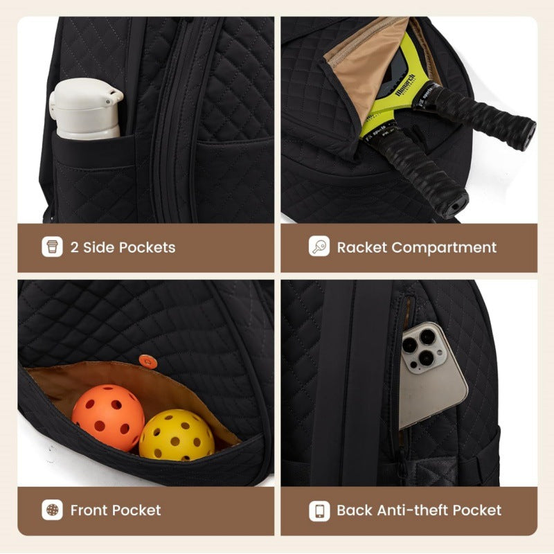 Quilted Tennis Racket Backpack LoungeYard — product view 4