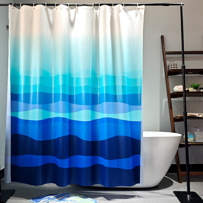Ocean Wave Pattern Shower Curtain LoungeYard — product view 1