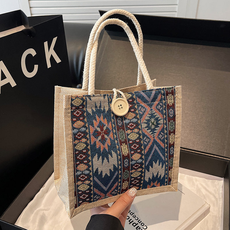 Bohemian Geometric Patterned Tote Bag — product view 4