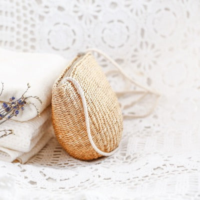 Handcrafted basket bag in unique half-moon design LoungeYard — product view 5