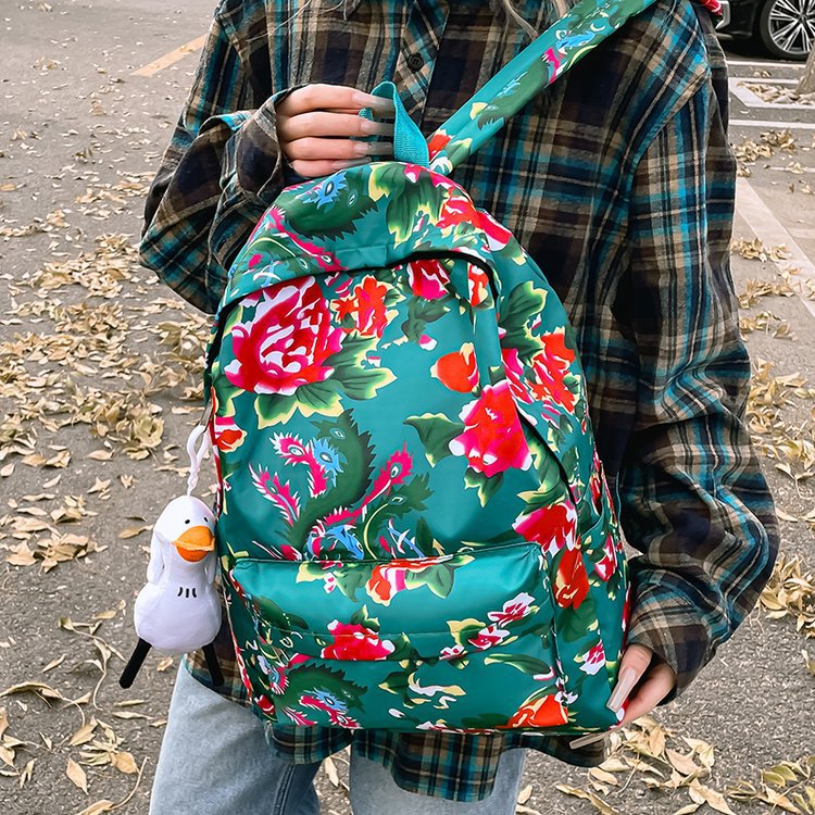 Leisure backpack with colorful floral pattern LoungeYard — product view 2