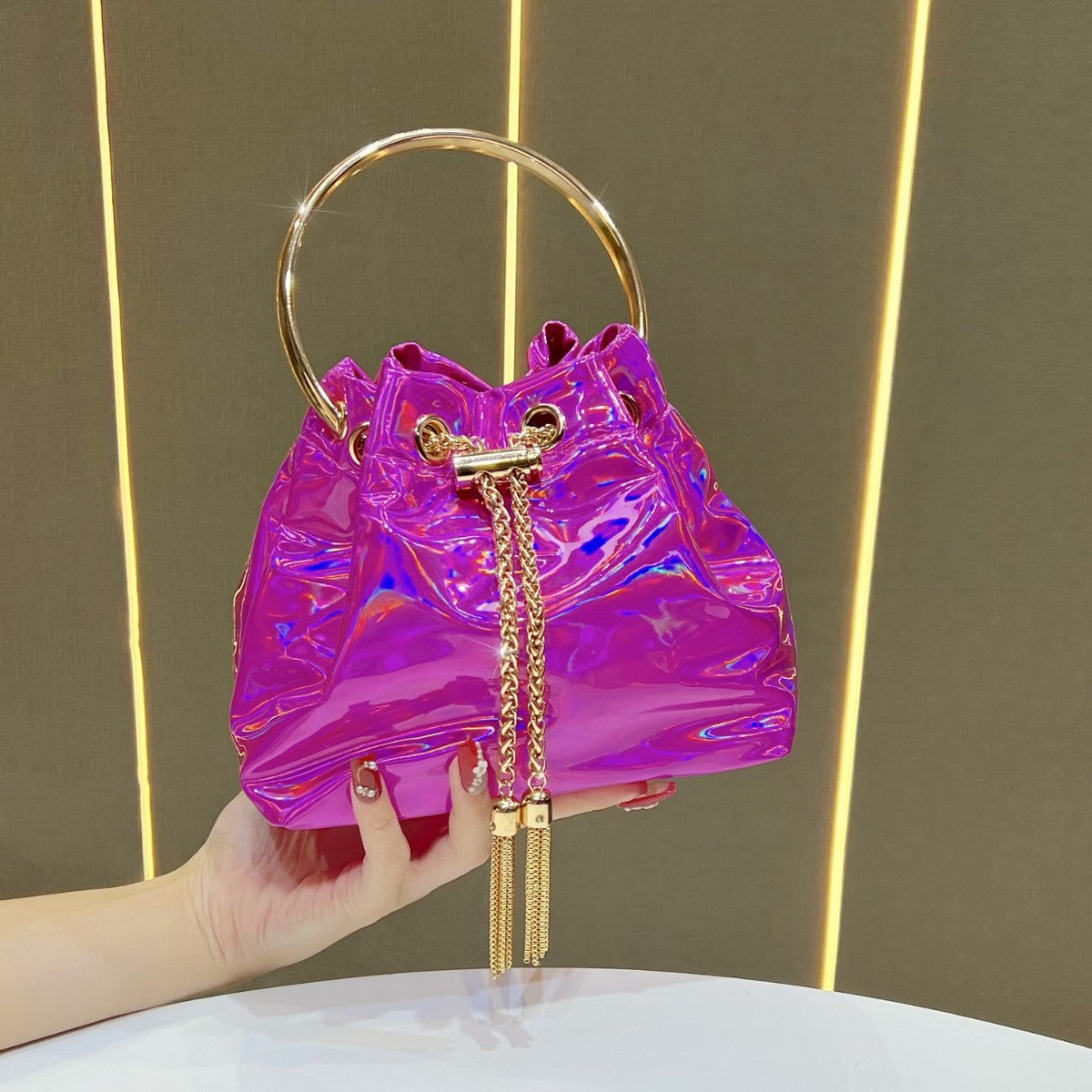 Bucket Handbag With Metallic Detailing — product view 5