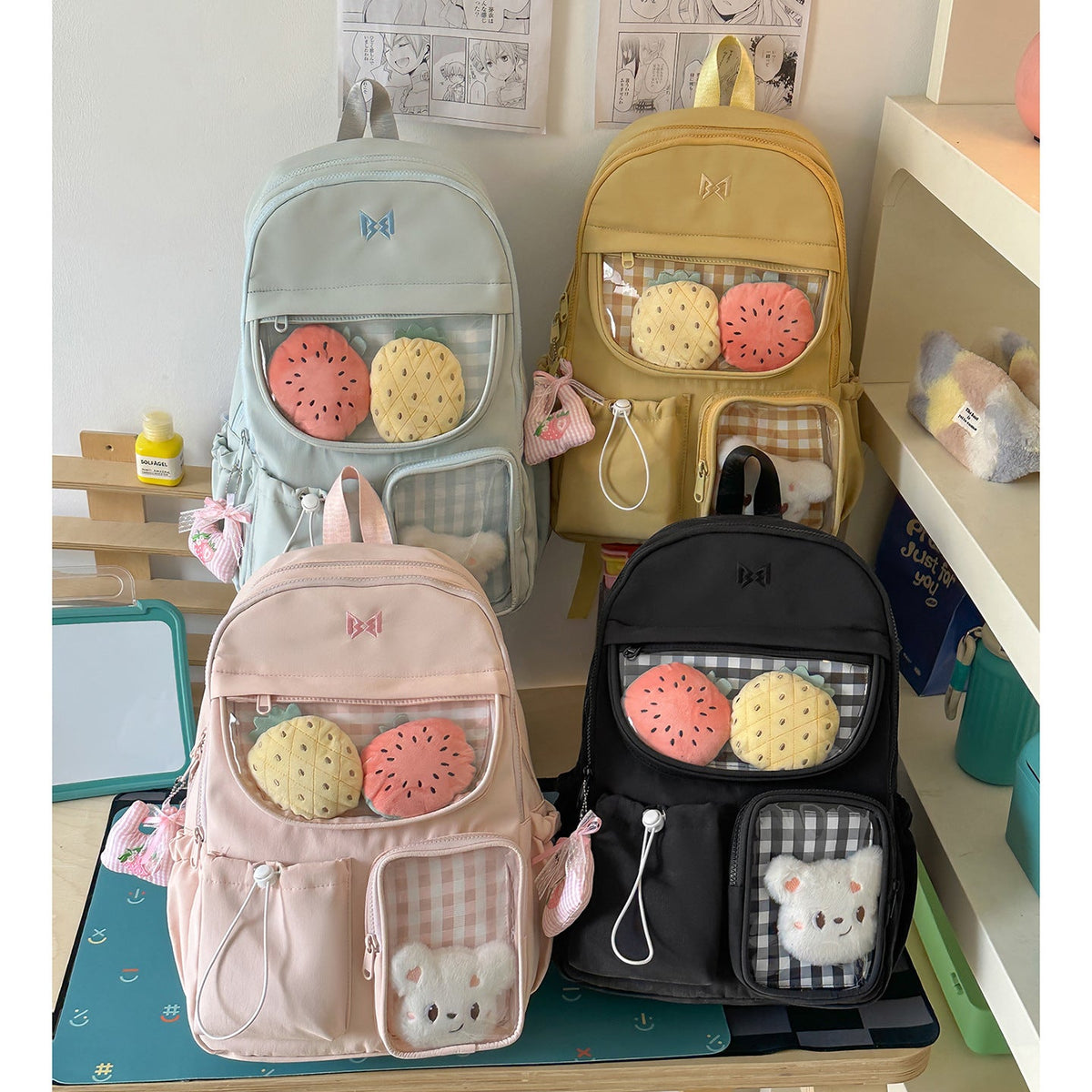 Functional Gingham Print Backpack LoungeYard — product view 4