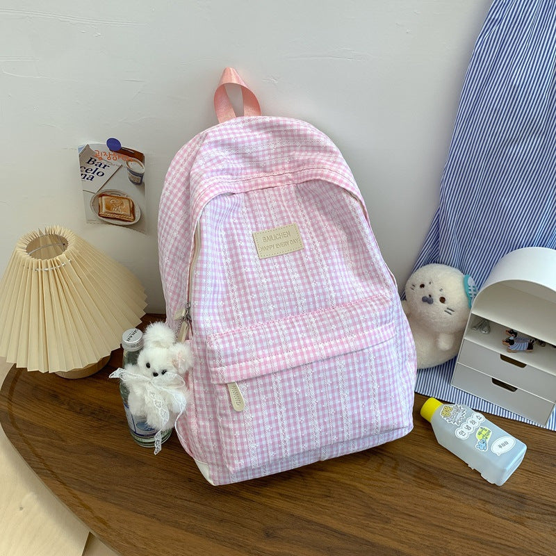 Gingham Patterned Casual Backpack — product view 2