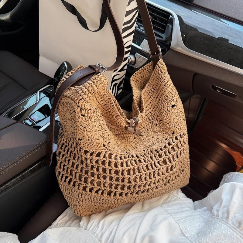 Large Macrame Shopper with Stylish Leather Trim LoungeYard — product view 5