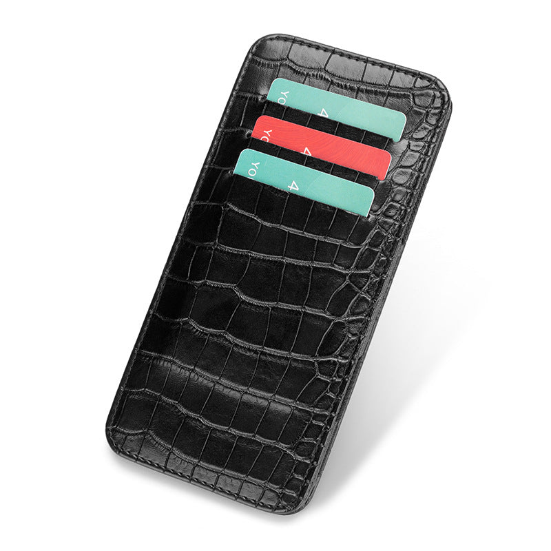 Sleek Crocodile-Embossed Leather Cardholder LoungeYard — product view 7