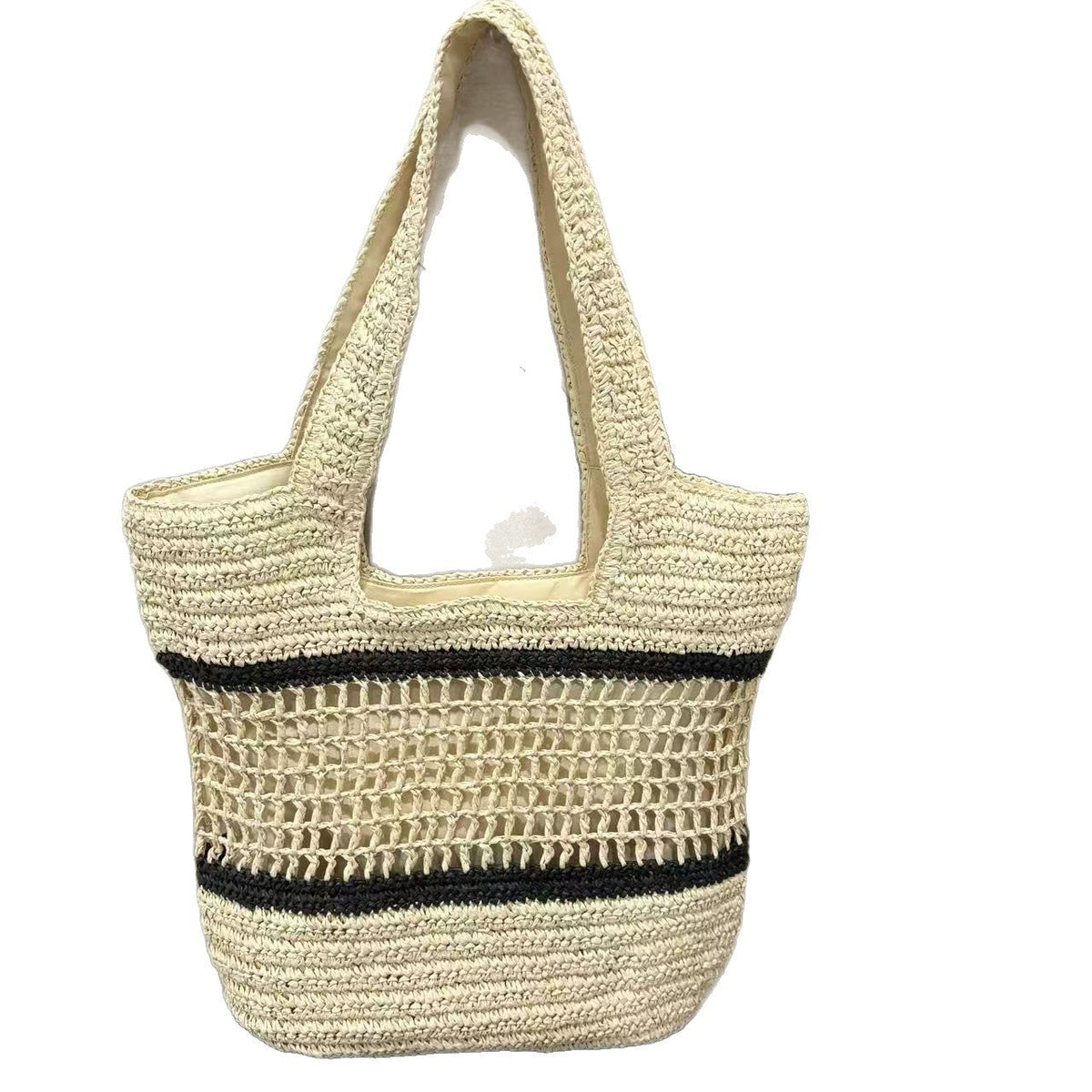 Handwoven tote bag with modern grid pattern LoungeYard — product view 5
