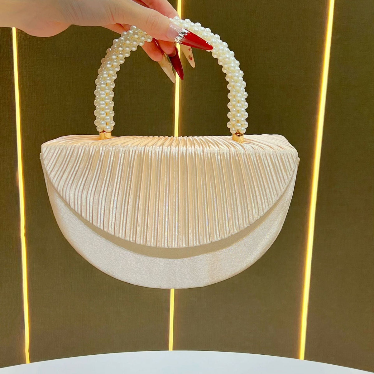 Pleated Satin Clutch Handbag — product view 7
