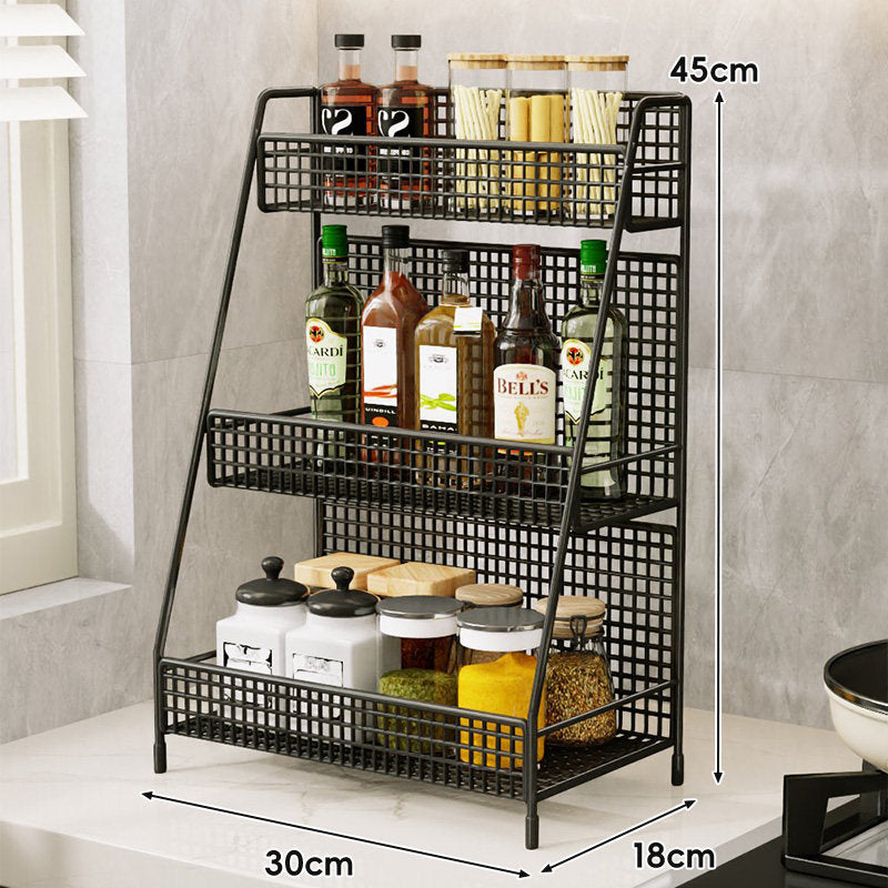 Three-Tier Mesh Countertop Kitchen Organizer Rack for Bottles and Spices — product view 3