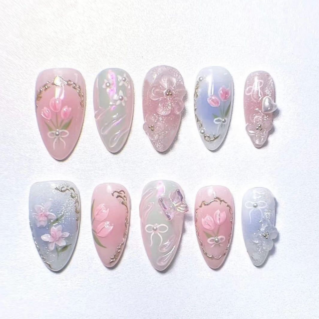 Artistic Floral Nail Art Press-On Set — product view 1