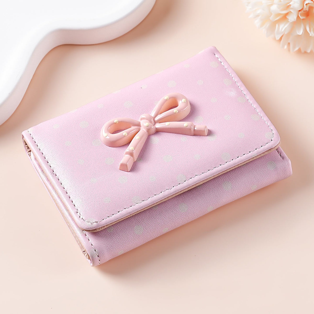 Charming Polka Dot Wallet with Bow Detail — product view 5