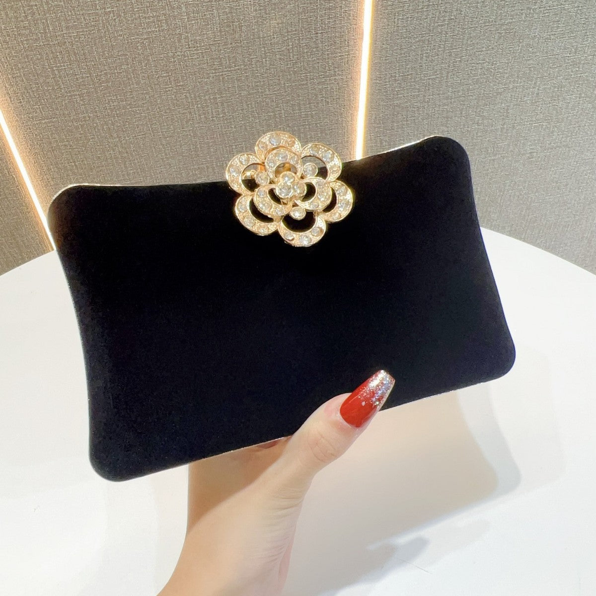 Elegant Floral Brooch Evening Clutch — product view 6