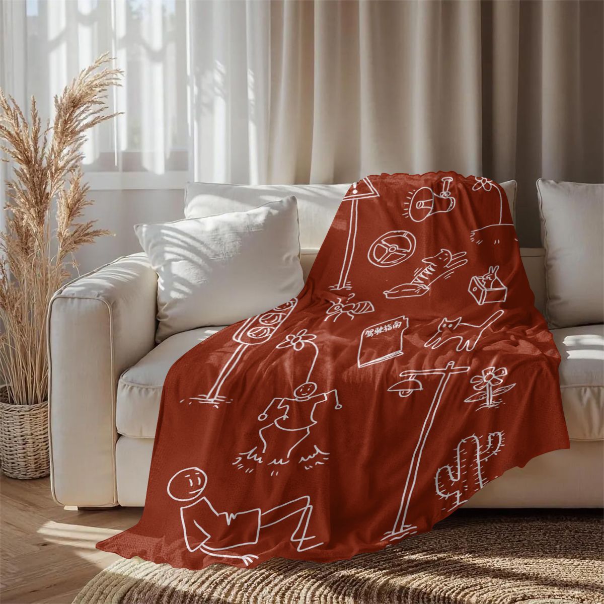 Fun Illustrated Plush Throw Blanket — product view 2