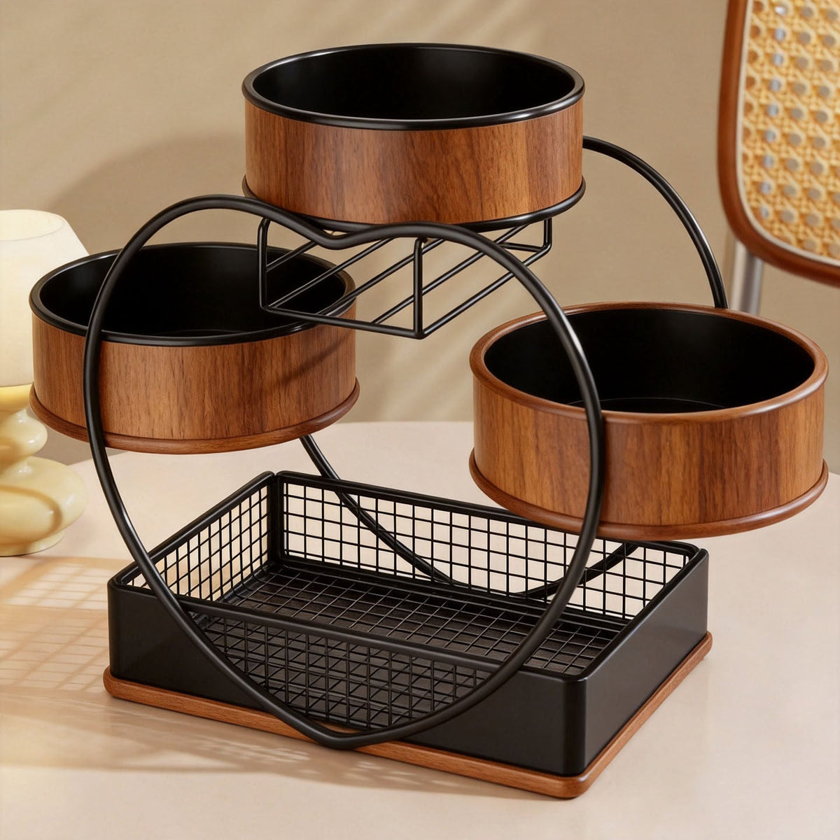 Heart Shaped Three Tier Metal Fruit Basket Organizer — product view 1