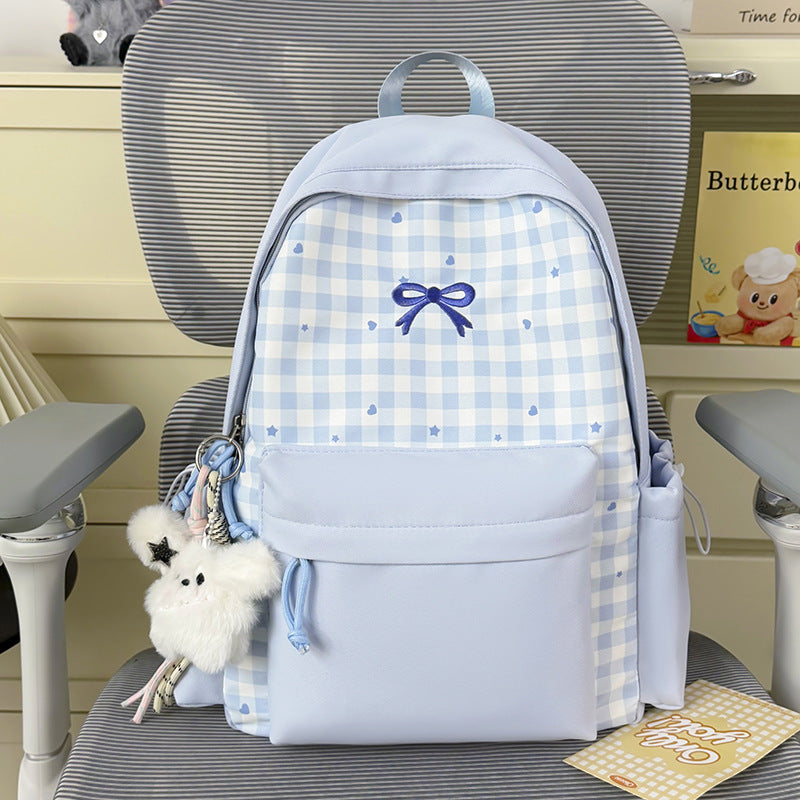 Checked Patterned School Backpack LoungeYard — product view 7