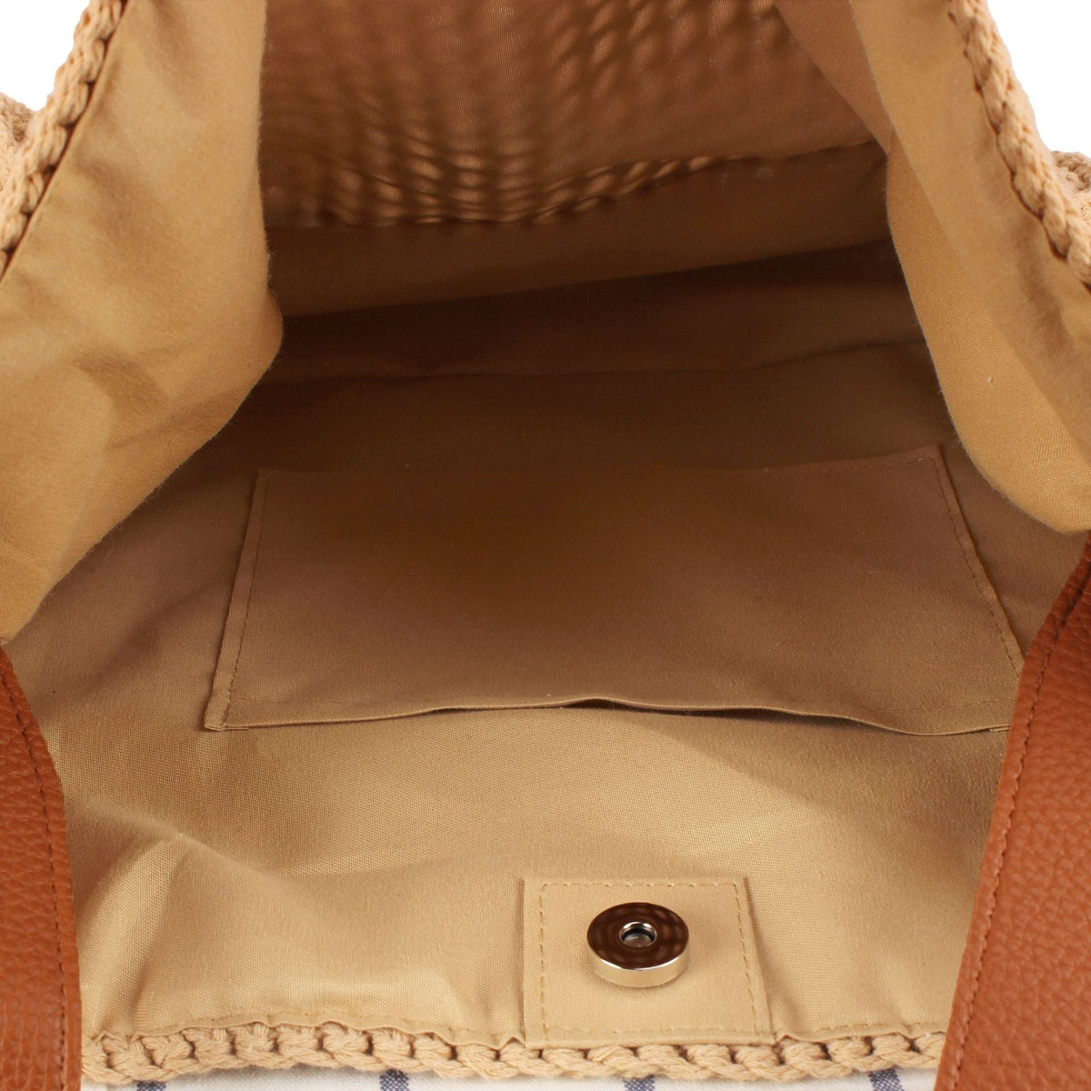 Braided shoulder bag with wide leather handles LoungeYard — product view 3