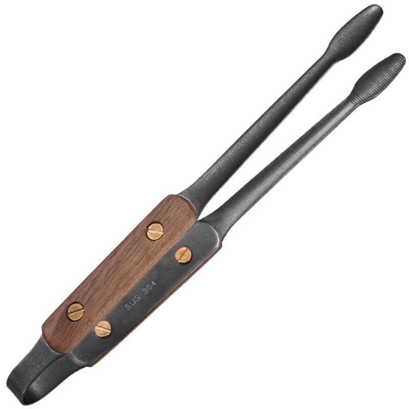 Stainless Steel BBQ Grill Tongs with Wooden Handle LoungeYard — product view 3