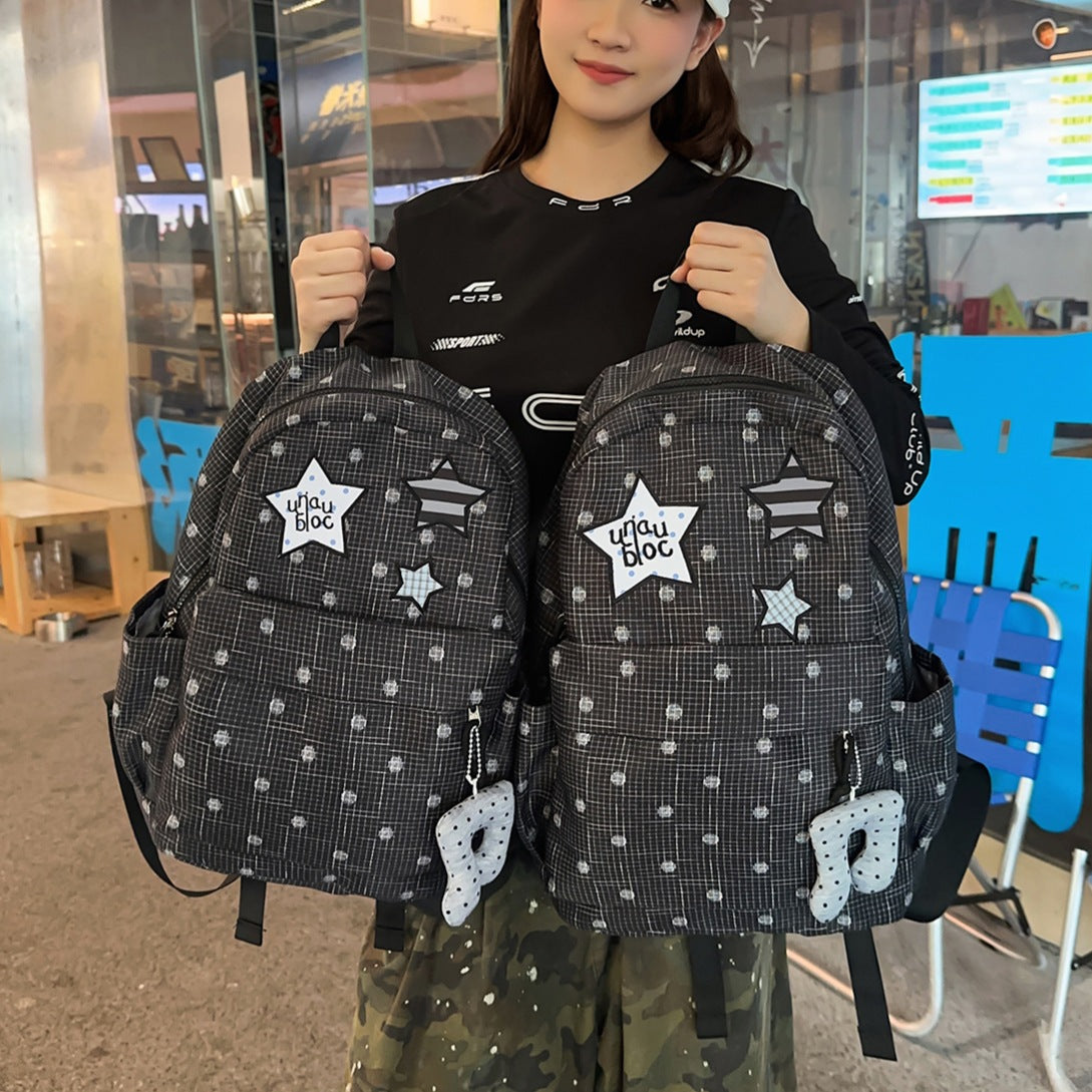 Polka Dot Patterned Casual Backpack LoungeYard — product view 1