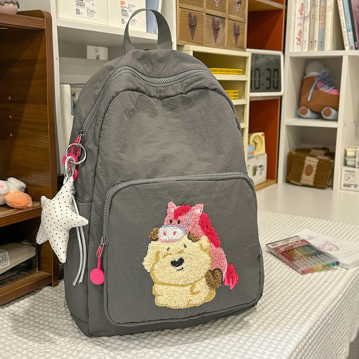 Playful Animal-Theme Embroidered Backpack LoungeYard — product view 6