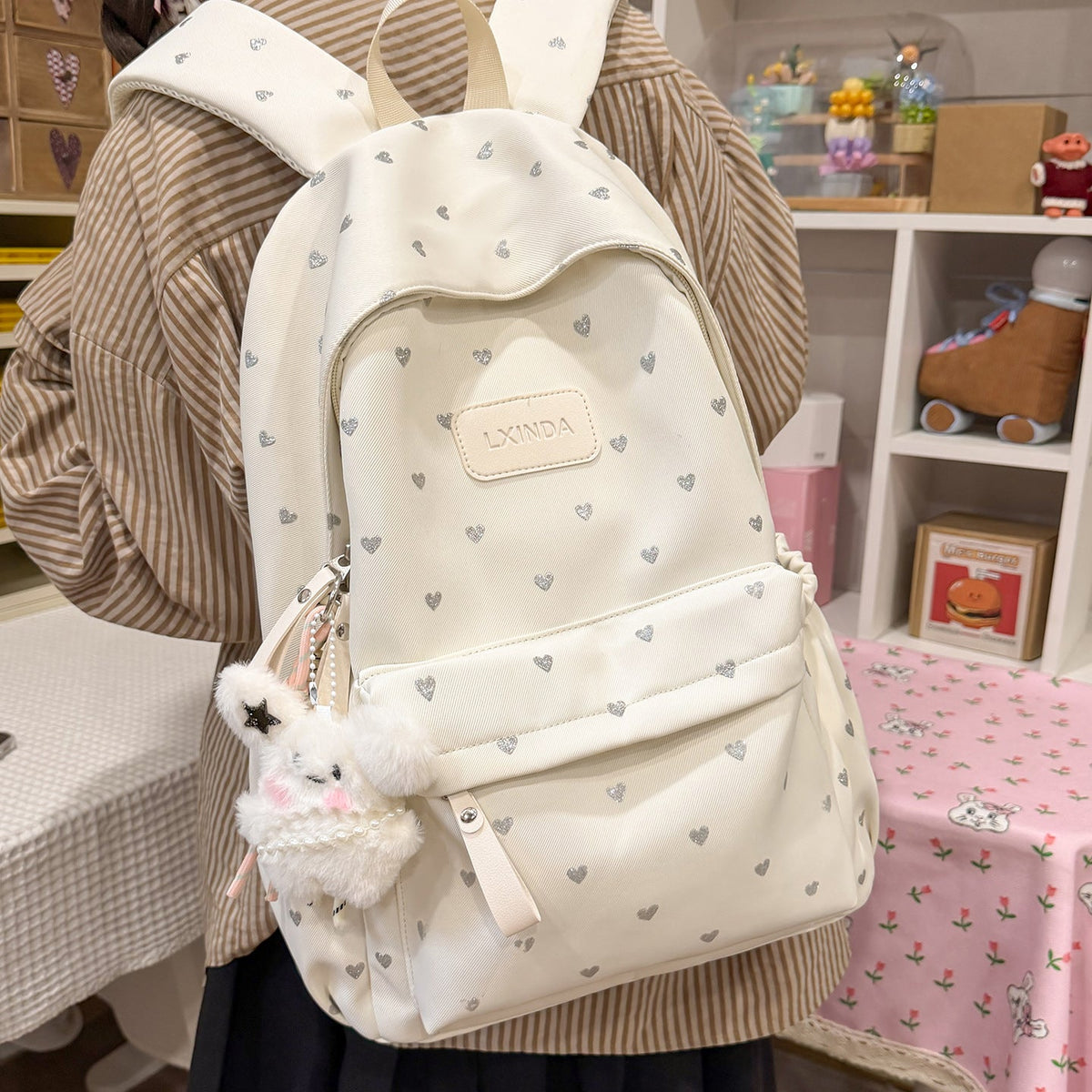 Fun Heart-Print Backpack LoungeYard — product view 1