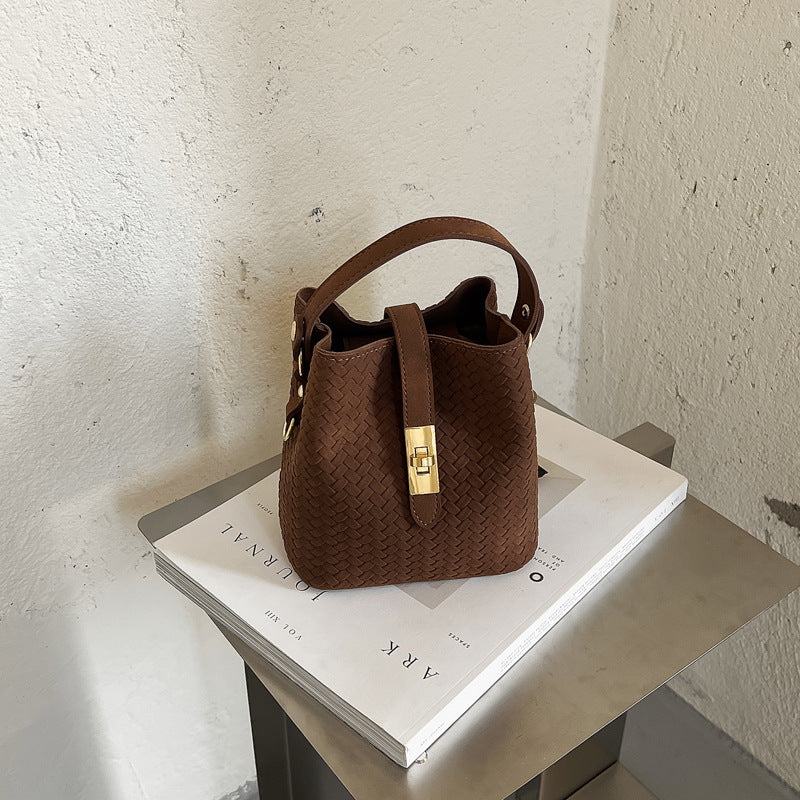 Woven Leather Bucket Handbag — product view 7