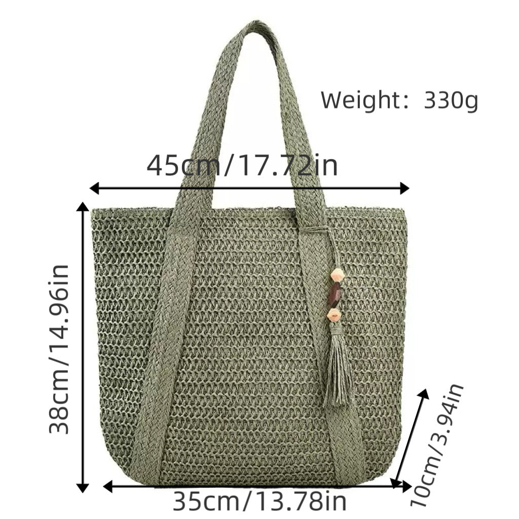 Braided beach bag with fringe detail LoungeYard — product view 7
