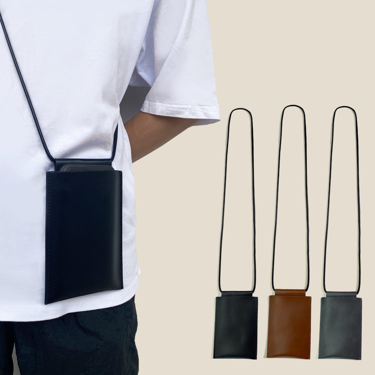 Leather Crossbody Card Holder LoungeYard — product view 1