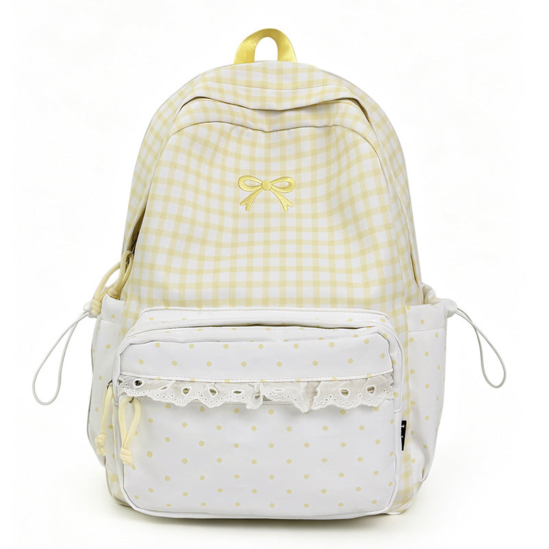 Playful Gingham Print School Backpack LoungeYard — product view 5