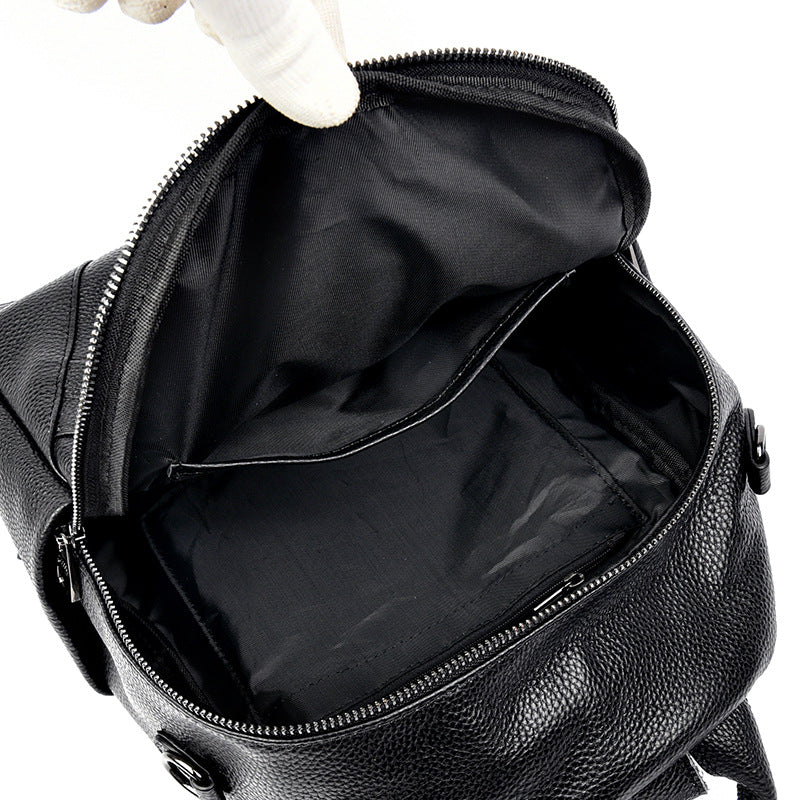 Vintage-Inspired Textured Leather Backpack LoungeYard — product view 4