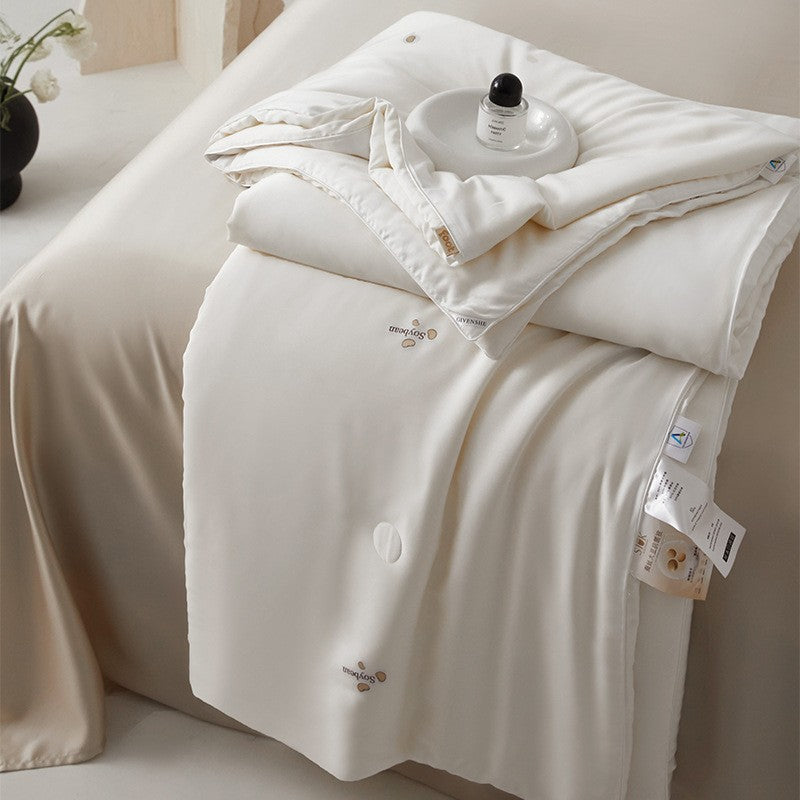 Silk bed cover made of microfiber with subtle embroidery and ultra-light fall — product view 4