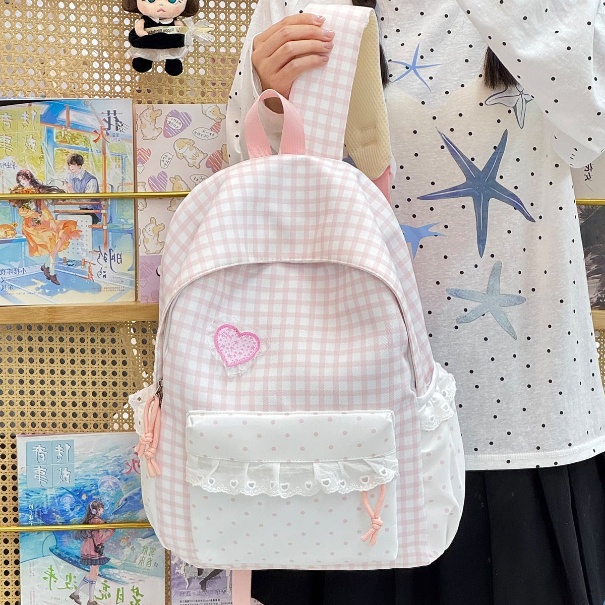 Stylish Checked Backpack LoungeYard — product view 3