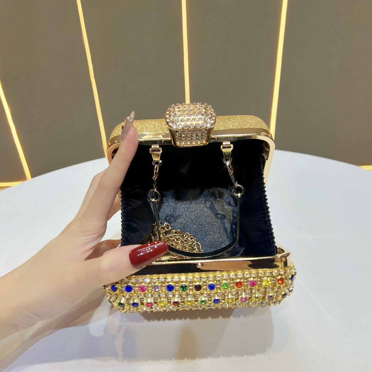 Glamorous Rhinestone-Embellished Clutch — product view 3