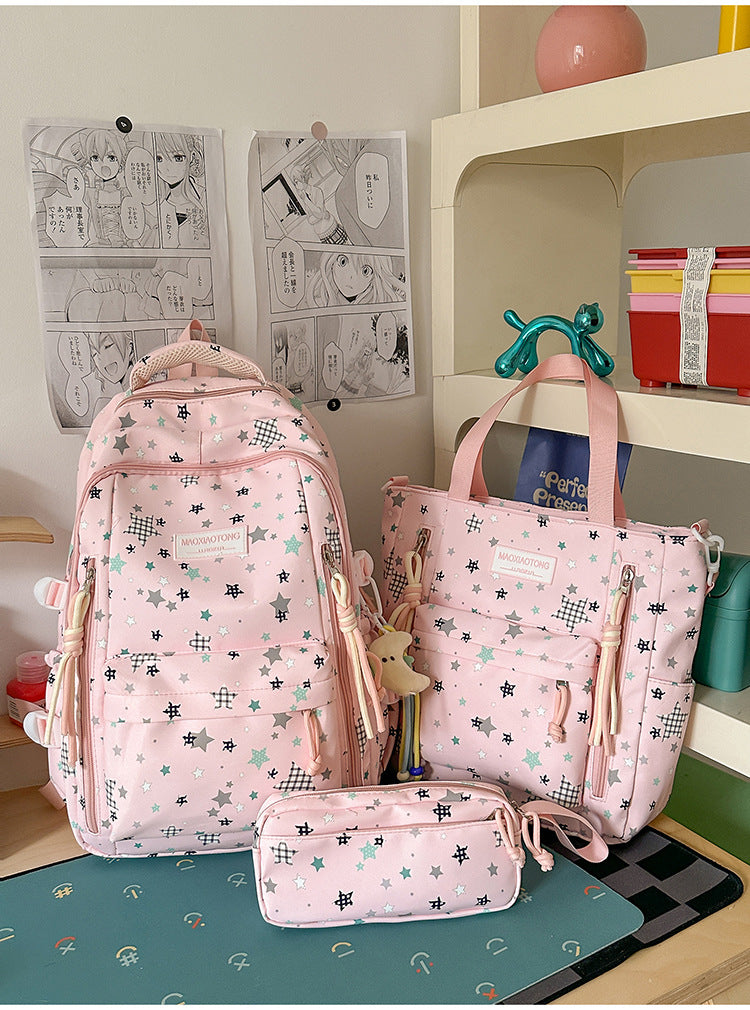 Starry Pattern School Backpack Set LoungeYard — product view 4