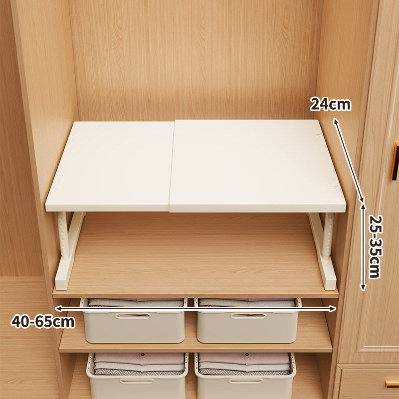Expandable Space-Saving Closet Shelf Platform with Height-Adjustable Folding Brackets — product view 2