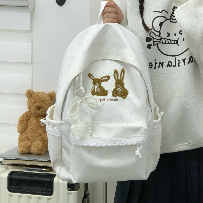 Cute Bunny-Themed Casual Backpack LoungeYard — product view 1