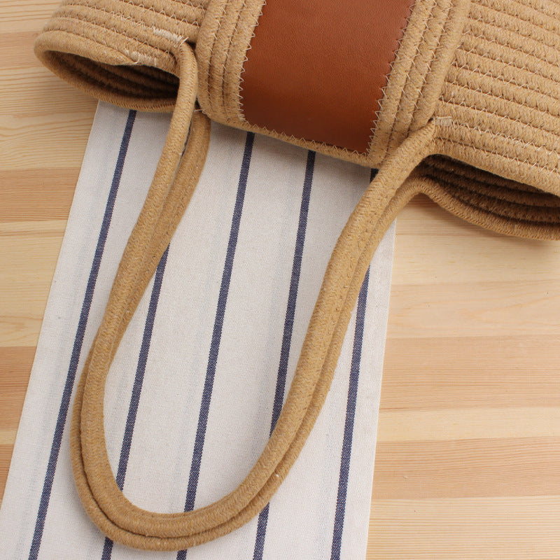 Elegant basket bag with leather flap closure LoungeYard — product view 3