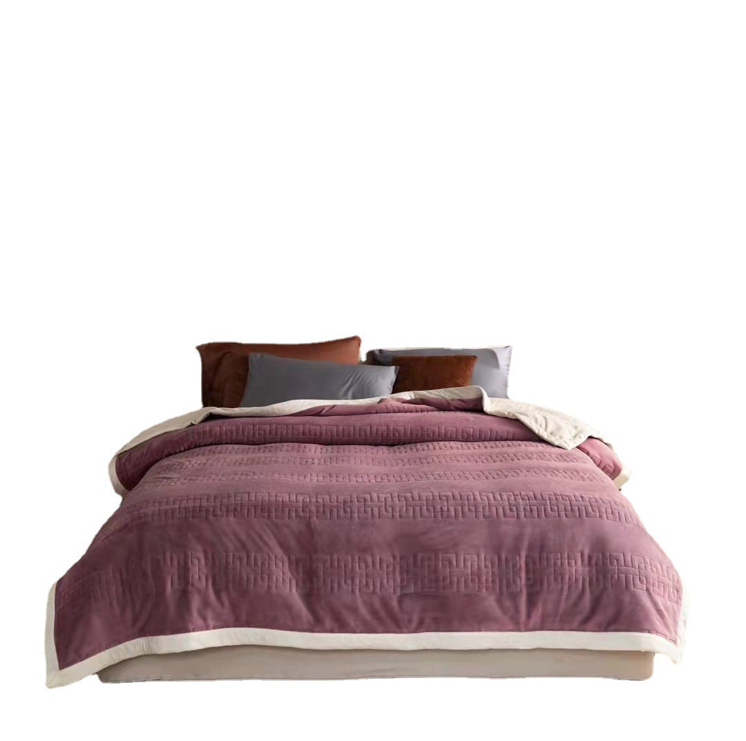Reversible quilted comforter with structured box stitching and cotton trim — product view 4
