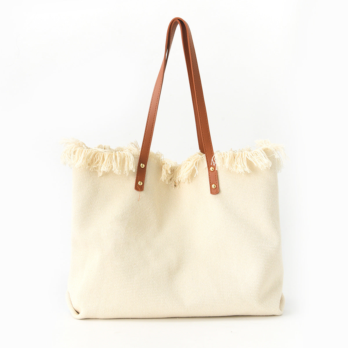 Beach bag with floral pattern and fringes LoungeYard — product view 2
