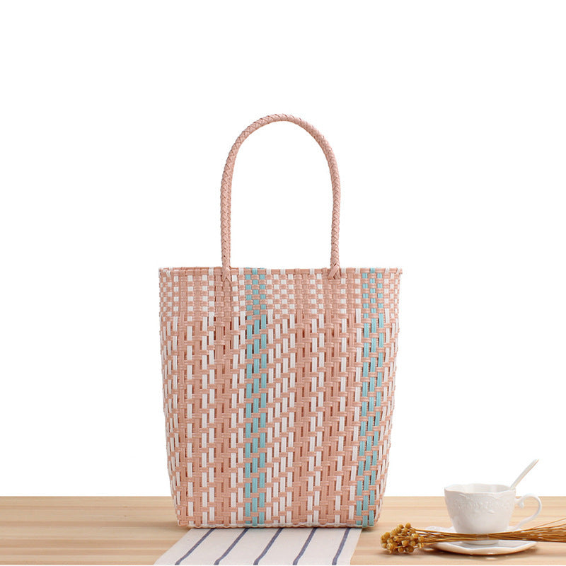 Braided Tote Bag with Geometric Design LoungeYard — product view 1