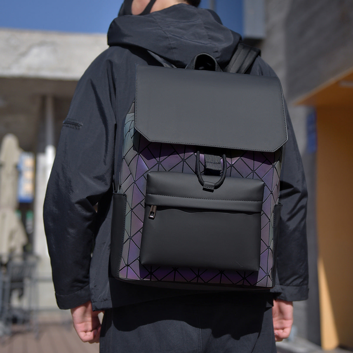 Trendy Geometric Print Backpack LoungeYard — product view 2