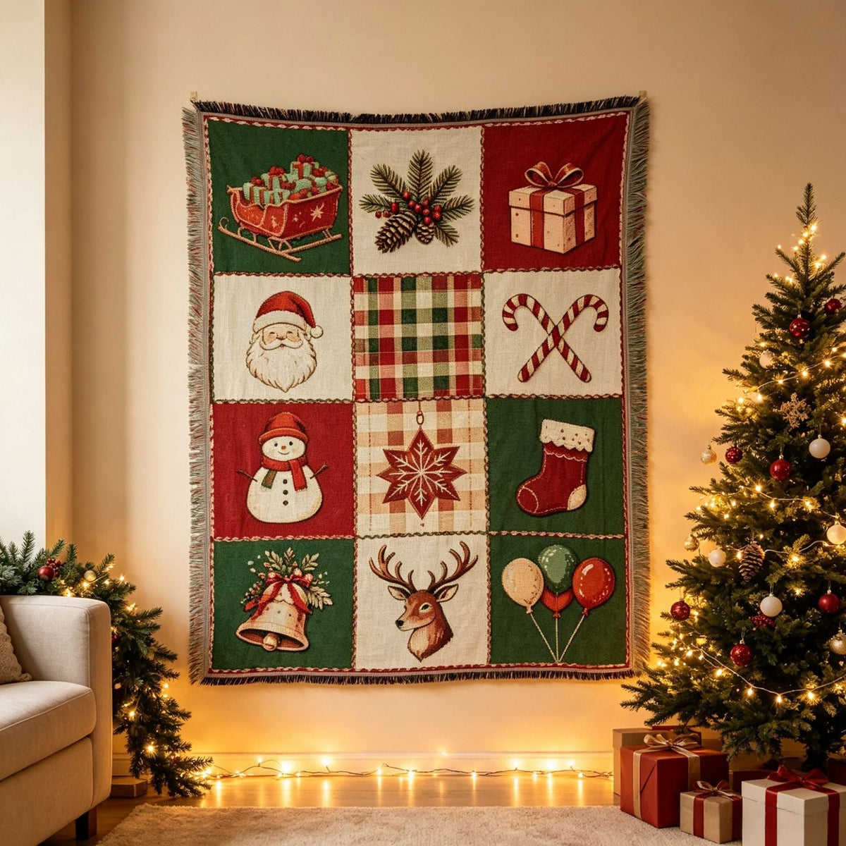Festive Holiday Theme Throw Blanket — product view 6