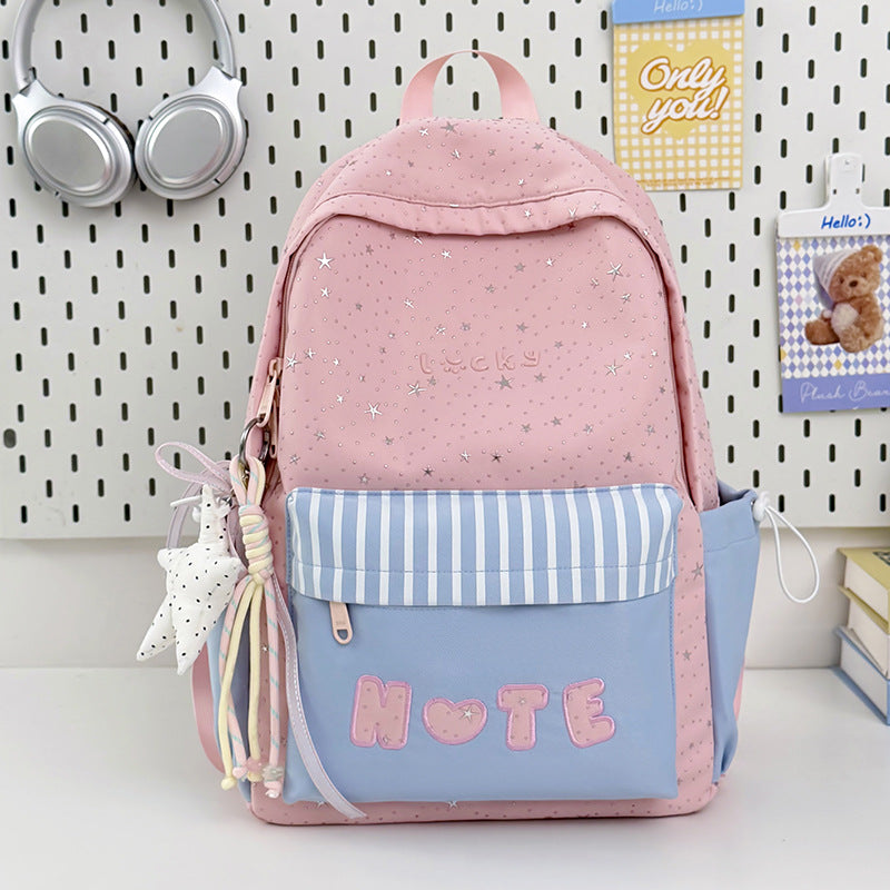 Cute Illustrated Star-Embellished Backpack LoungeYard — product view 7